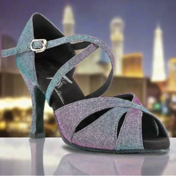 G’Franco NWT Vegas Dancing Shoes Irridescent Polychromatic 3.5” heel Size 7