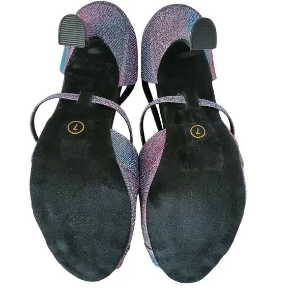 G’Franco NWT Vegas Dancing Shoes Irridescent Polychromatic 3.5” heel Size 7
