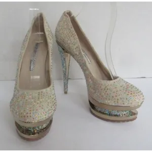 Gianmarco Lorenz High Heels Blue Rhinestone Crystal Pumps Shoes Size US 8