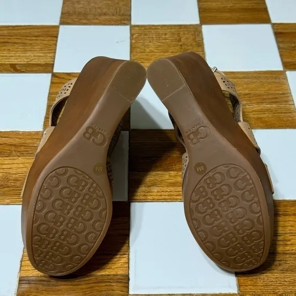 Gianni Bini Soo-Good DK Siera Tan Leather Wedges Size 7.5 Women