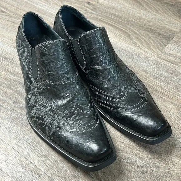 Giorgio Brutini G-Rock Black Embossed Leather Shoes Size 9 Medium