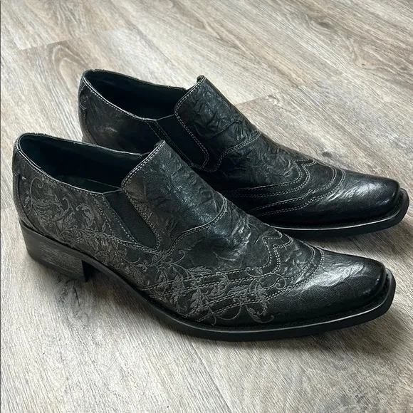 Giorgio Brutini G-Rock Black Embossed Leather Shoes Size 9 Medium