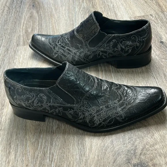 Giorgio Brutini G-Rock Black Embossed Leather Shoes Size 9 Medium