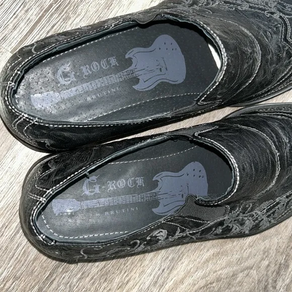 Giorgio Brutini G-Rock Black Embossed Leather Shoes Size 9 Medium
