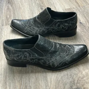 Giorgio Brutini G-Rock Black Embossed Leather Shoes Size 9 Medium