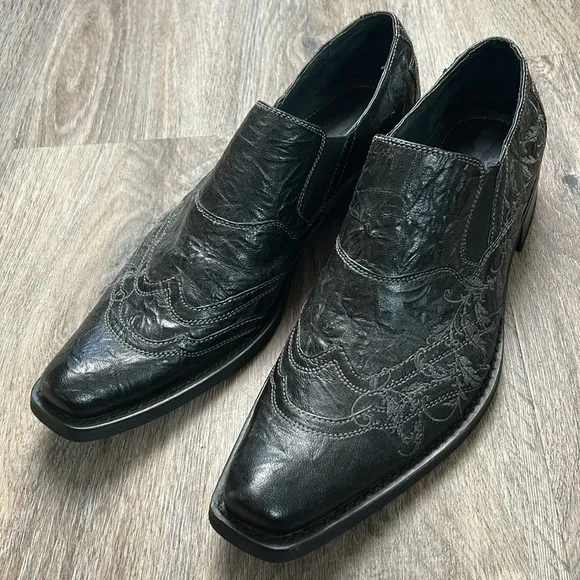 Giorgio Brutini G-Rock Black Embossed Leather Shoes Size 9 Medium