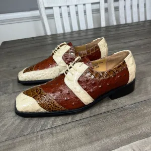 Giorgio Brutini Two Tone Square Toe Ostrich And Crocodile Leather Shoes Sz 10