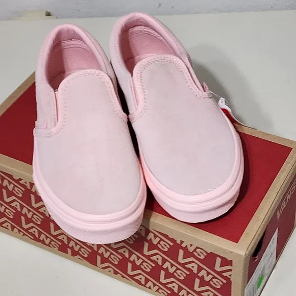Girls English Rose Pink Suede Classic Slip On Vans Shoes Sneakers Size 3 NEW NIB