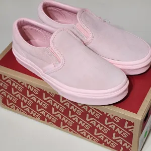 Girls English Rose Pink Suede Classic Slip On Vans Shoes Sneakers Size 3 NEW NIB