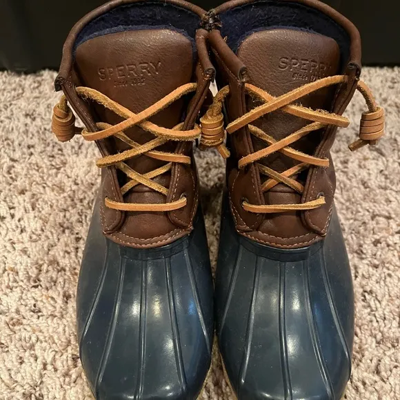 Girls Sperry Brown and Blue Rain