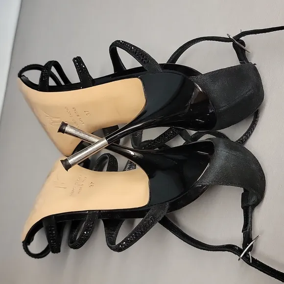 Giuseppe Zanotti Black Rhinestone Heels, Size 37