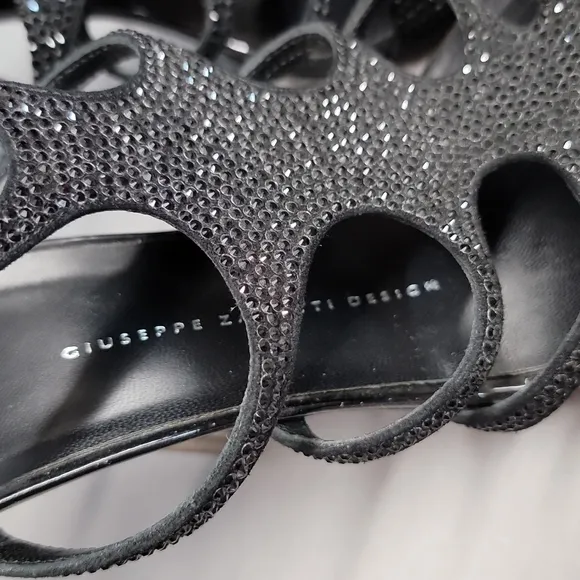 Giuseppe Zanotti Black Rhinestone Heels, Size 37
