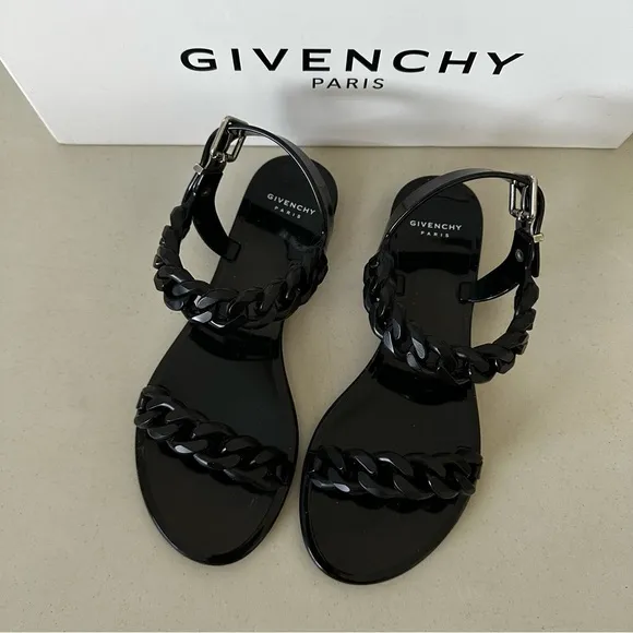 Givenchy Black Chain Link Jelly Sandals - Size 5