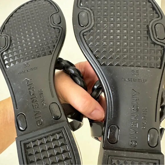 Givenchy Black Chain Link Jelly Sandals - Size 5