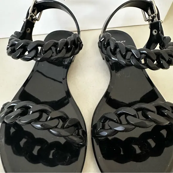 Givenchy Black Chain Link Jelly Sandals - Size 5