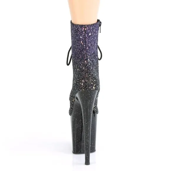 Glitter High Heel Platform Lace Up Ankle Boots