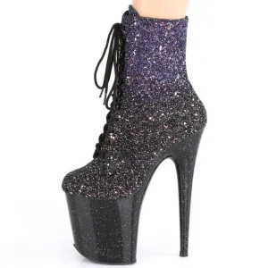 Glitter High Heel Platform Lace Up Ankle Boots