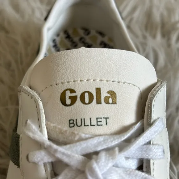 Gola Bullet White Leather Gray Suede Mens Low Top Lace Up Sneakers CMA157 Sz 10