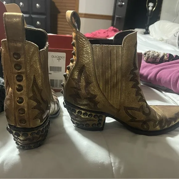 Gold Western Ankle Boots-Old Gringo