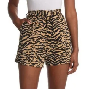 Good American  ALINE Tencel  Animal Print Short  Black &amp; Tan Zebra  2XL/ 5