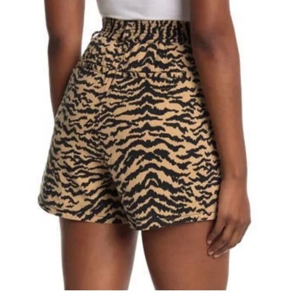 Good American  ALINE Tencel  Animal Print Short  Black &amp; Tan Zebra  2XL/ 5