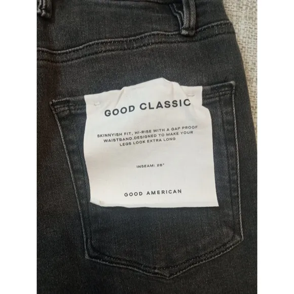 Good American Black219 Size 0x28 Inseam Skinnyish Fit High Rise