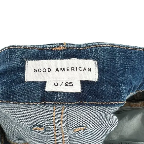 Good American Womens Good Waist Crop Skinny Jeans High Rise Size 0 Waist 25