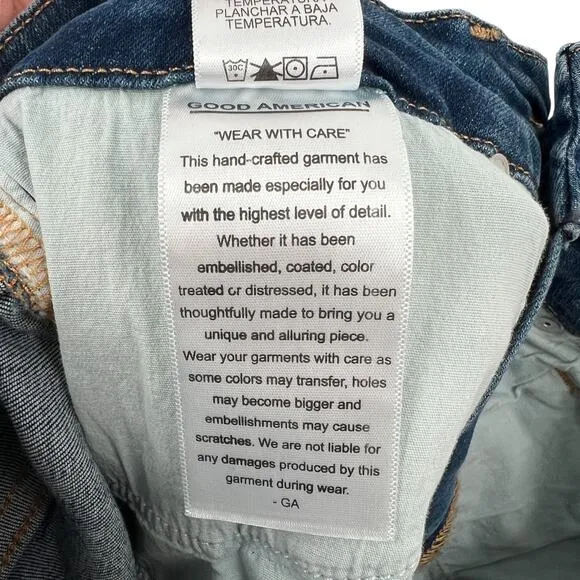 Good American Womens Good Waist Crop Skinny Jeans High Rise Size 0 Waist 25