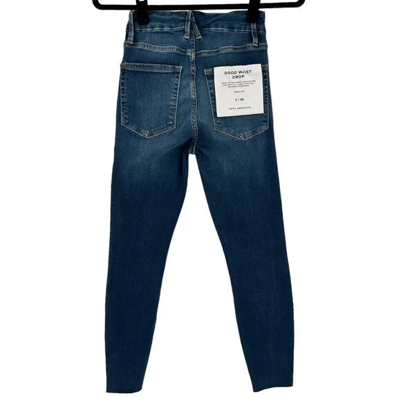 Good American Womens Good Waist Crop Skinny Jeans High Rise Size 0 Waist 25