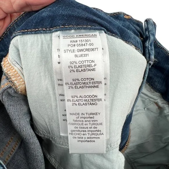 Good American Womens Good Waist Crop Skinny Jeans High Rise Size 0 Waist 25