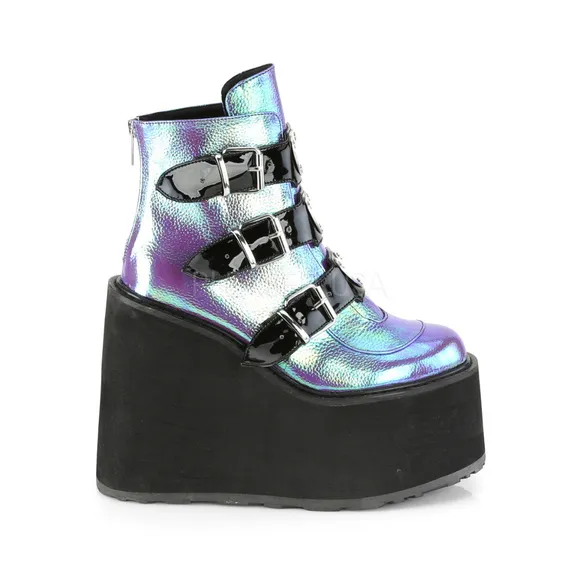 Gothic Wedge Platform Heart Buckle Ankle Boots