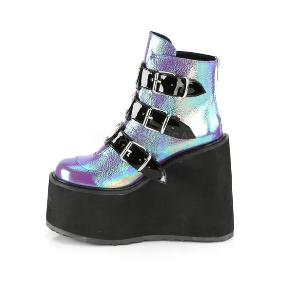 Gothic Wedge Platform Heart Buckle Ankle Boots