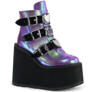 Gothic Wedge Platform Heart Buckle Ankle Boots