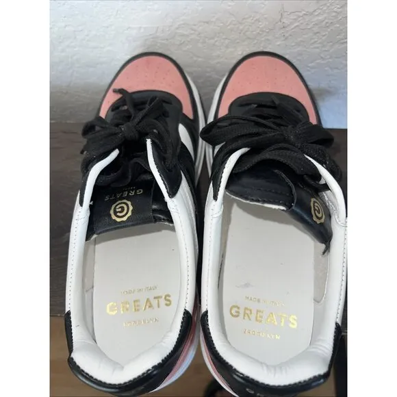 GREATS Men’s Saint James Low White/salmon/Black Casual Sneakers Shoes 9 Italy