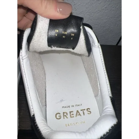 GREATS Men’s Saint James Low White/salmon/Black Casual Sneakers Shoes 9 Italy