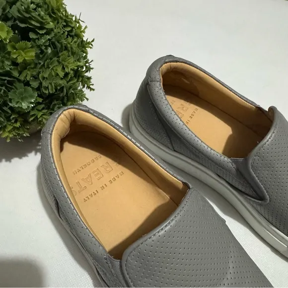 Greats The Wooster Gray Leather Slip On Loafer Shoes Size 8.5 Made in Italy