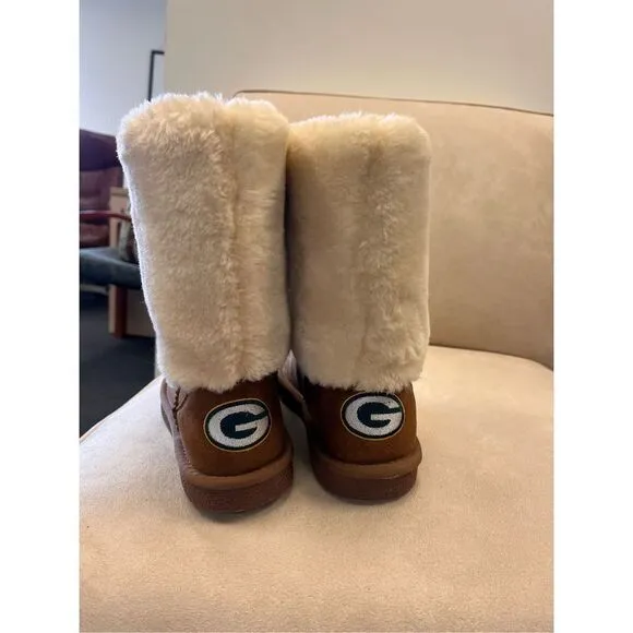Green Bay Packers Faux Suede &amp; Shearling Boots sz 6 NWOT