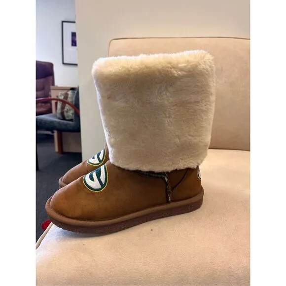 Green Bay Packers Faux Suede &amp; Shearling Boots sz 6 NWOT