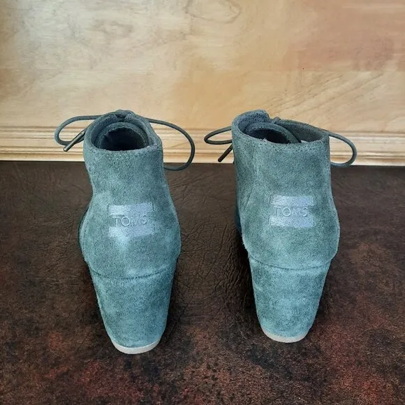 Green suede wedge heel booties - TOMS brand