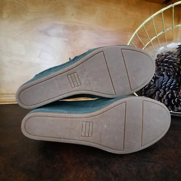 Green suede wedge heel booties - TOMS brand