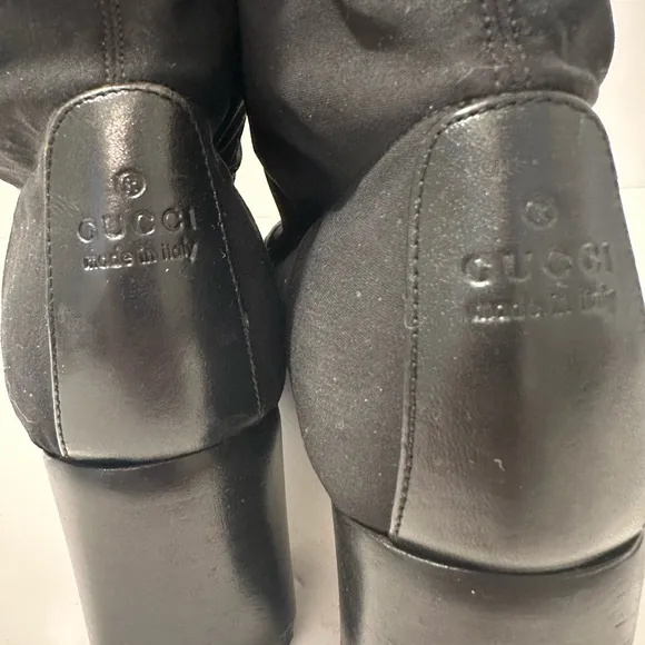 Gucci Black Nylon Sock Ankle Boots- Size 8