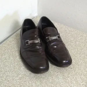 Gucci Brown Leather Slip On Loafers