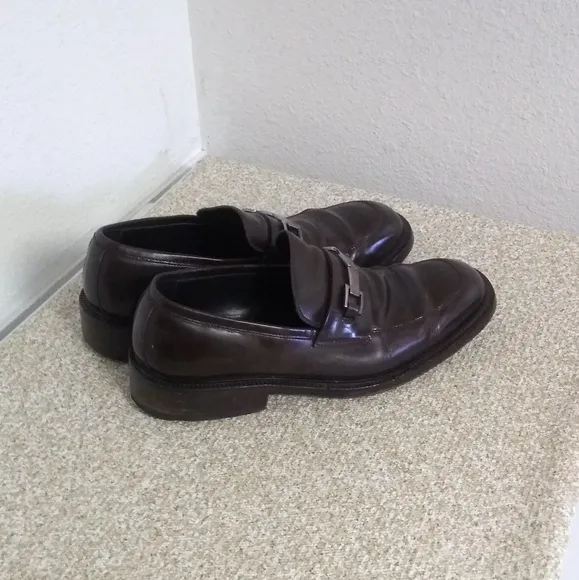 Gucci Brown Leather Slip On Loafers