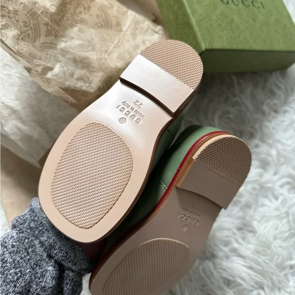 Gucci Kids Green Leather Shoes