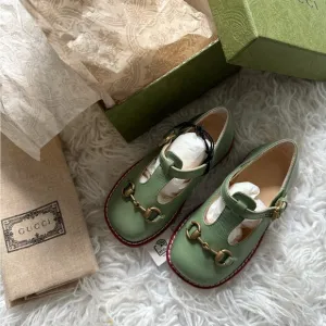 Gucci Kids Green Leather Shoes