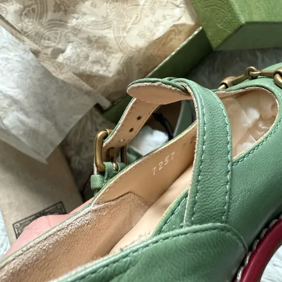 Gucci Kids Green Leather Shoes