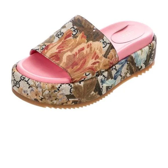 Gucci Women's Floral Slide Sandals - Pink and Multicolor