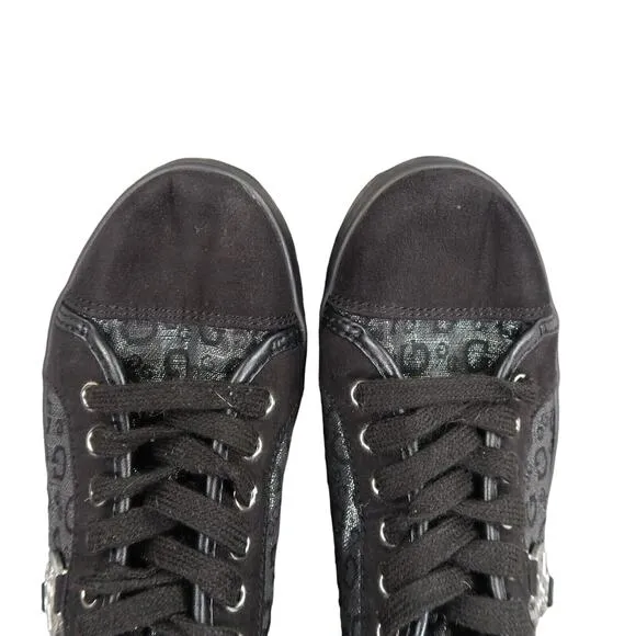 Guess Shoes Womens 5.5 Sneakers Fashion Black Logo Casual Lace Up Trainer Diedra