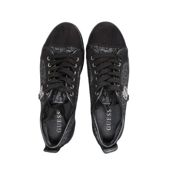Guess Shoes Womens 5.5 Sneakers Fashion Black Logo Casual Lace Up Trainer Diedra
