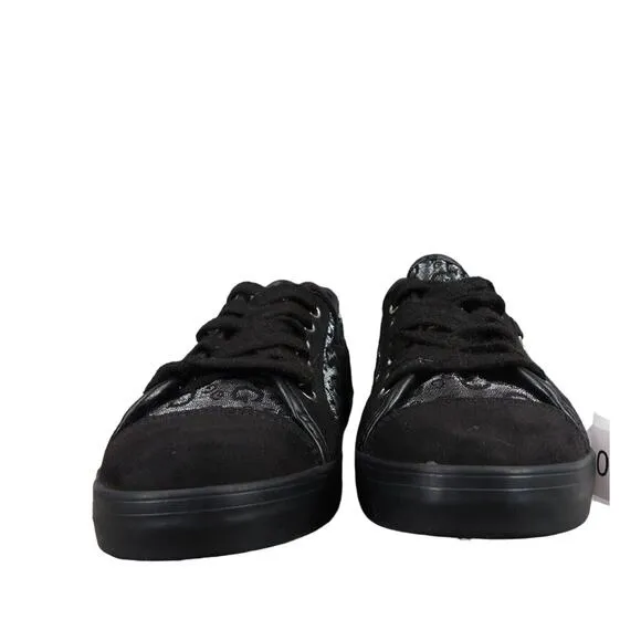 Guess Shoes Womens 5.5 Sneakers Fashion Black Logo Casual Lace Up Trainer Diedra